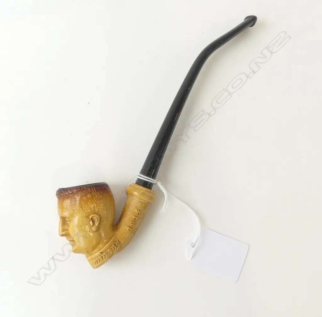 ANTIQUE MEERSCHAUM PIPE OF KING ALBERT OF BELGIUM 1914, L.175MM Image 1++