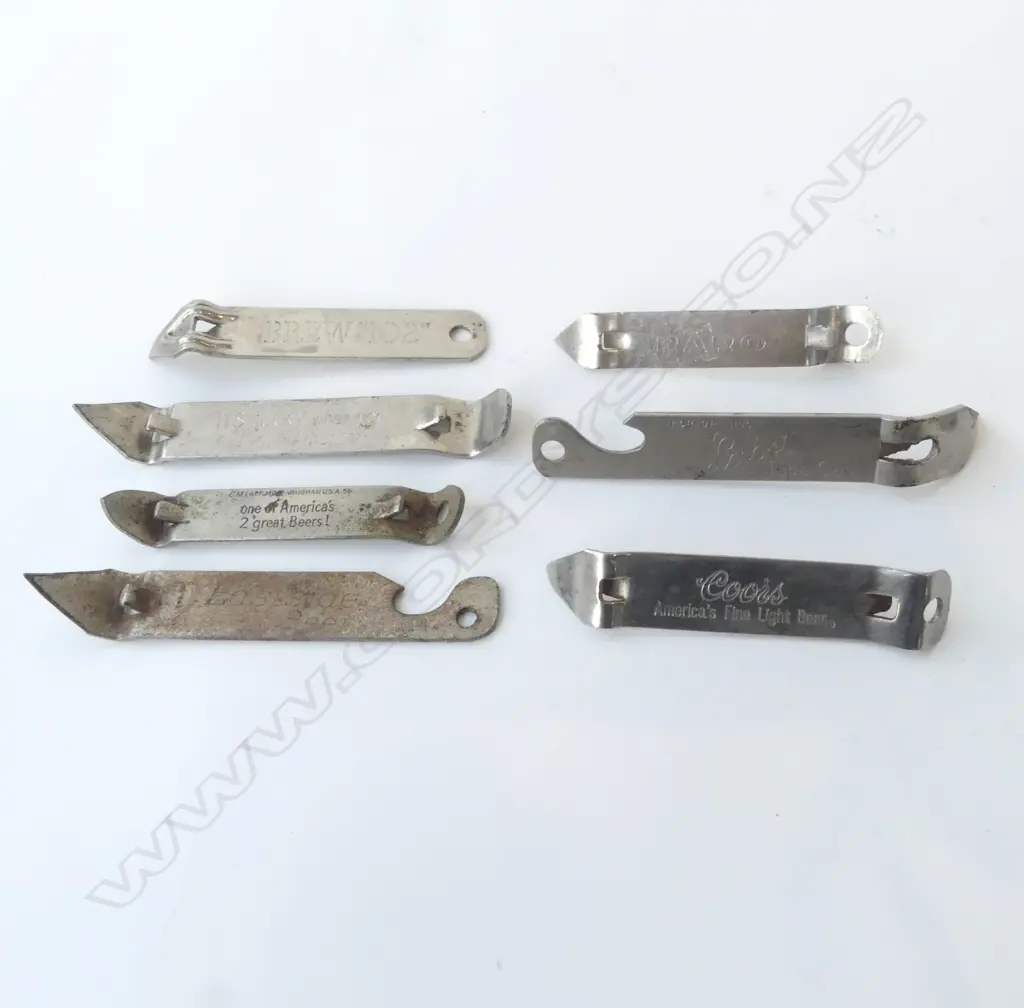 COLLECTION OF 7 VINTAGE ADVERTISING BEER BOTTLE OPENERS – MOSTLY AMERICAN Image 1++