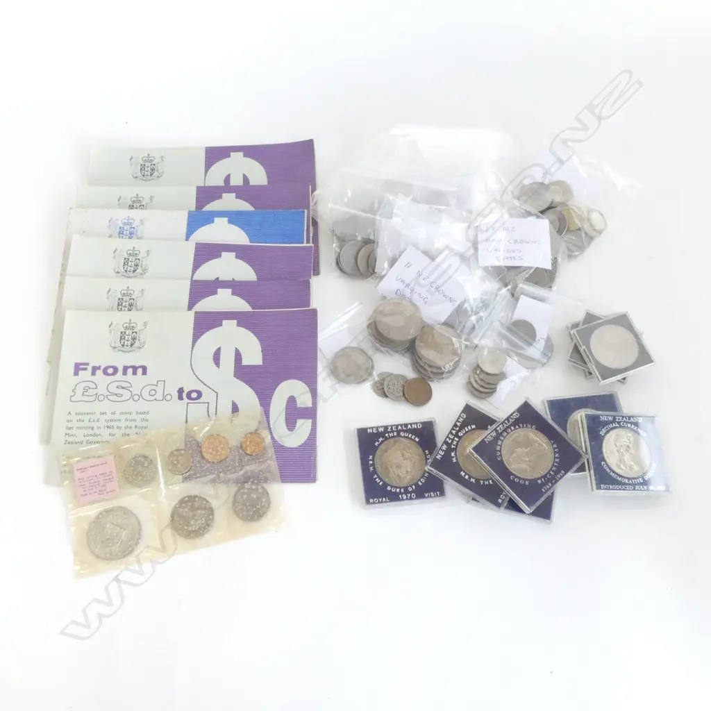 COIN COLLECTION INCLUDES 11 NZ CROWNS ETC Image 1++
