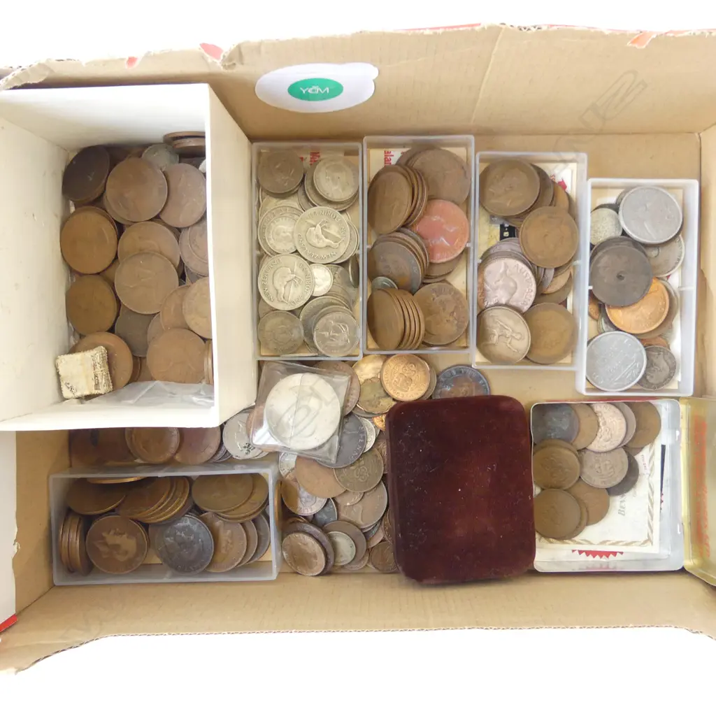 BOX OF OLD COIN COLLECTION pennies + NZ etc Image 1++