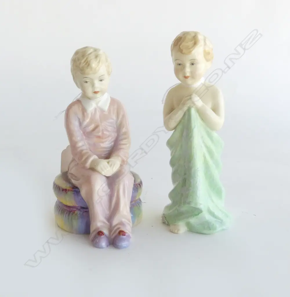 TWO PARAGON HAND-PAINTED FIGURINES, 'DAVID'?, H.130mm and 'BATH NIGHT', H.140mm Image 1++