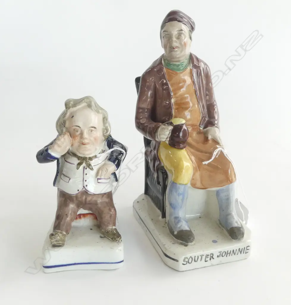 2 ANTIQUE STAFFORTSHIRE FIGURES SOUTER JOHNNIE H200MM  & PUNCH CHARACTER H140MM Image 1++