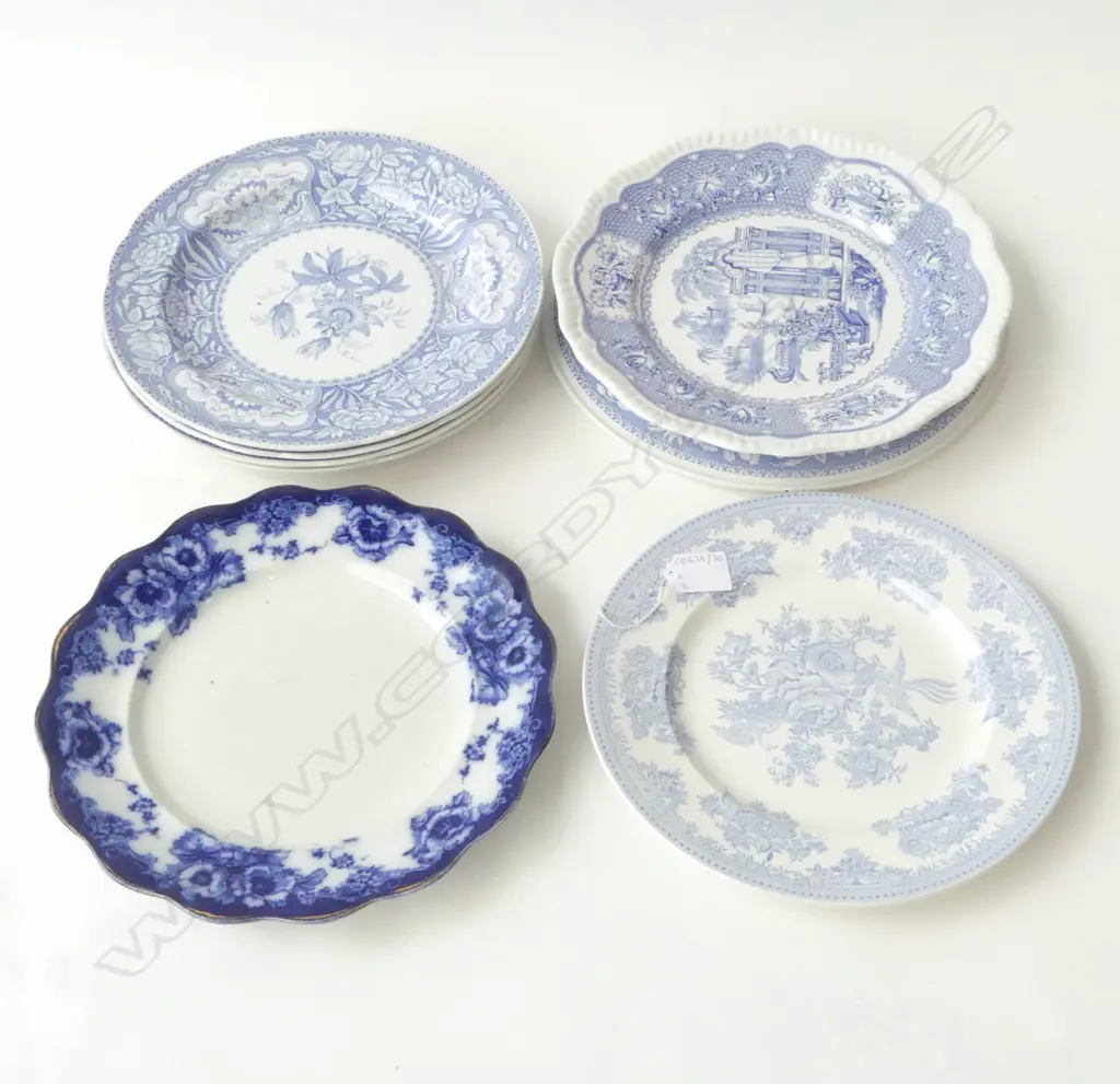 8 B/W PLATES (6 SPODE) 275mm dia Image 1++