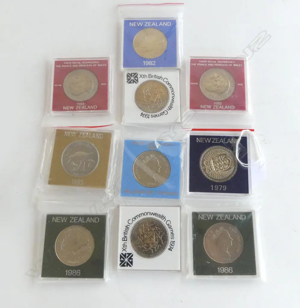 10 x NZ UNC $1 COINS in original packs 1960's to 1980's Image 1++