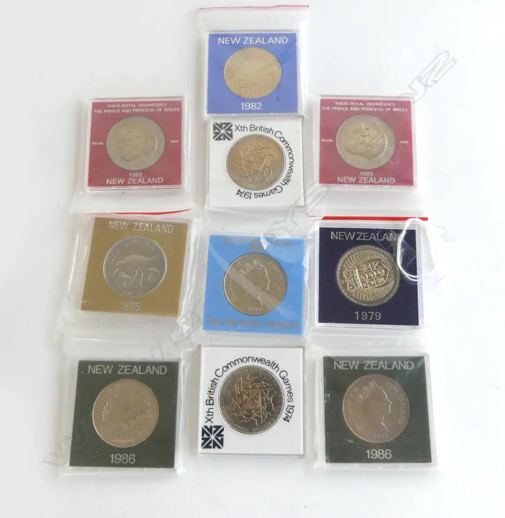 10 x NZ UNC $1 COINS in original packs 1960's to 1990's Image 1++