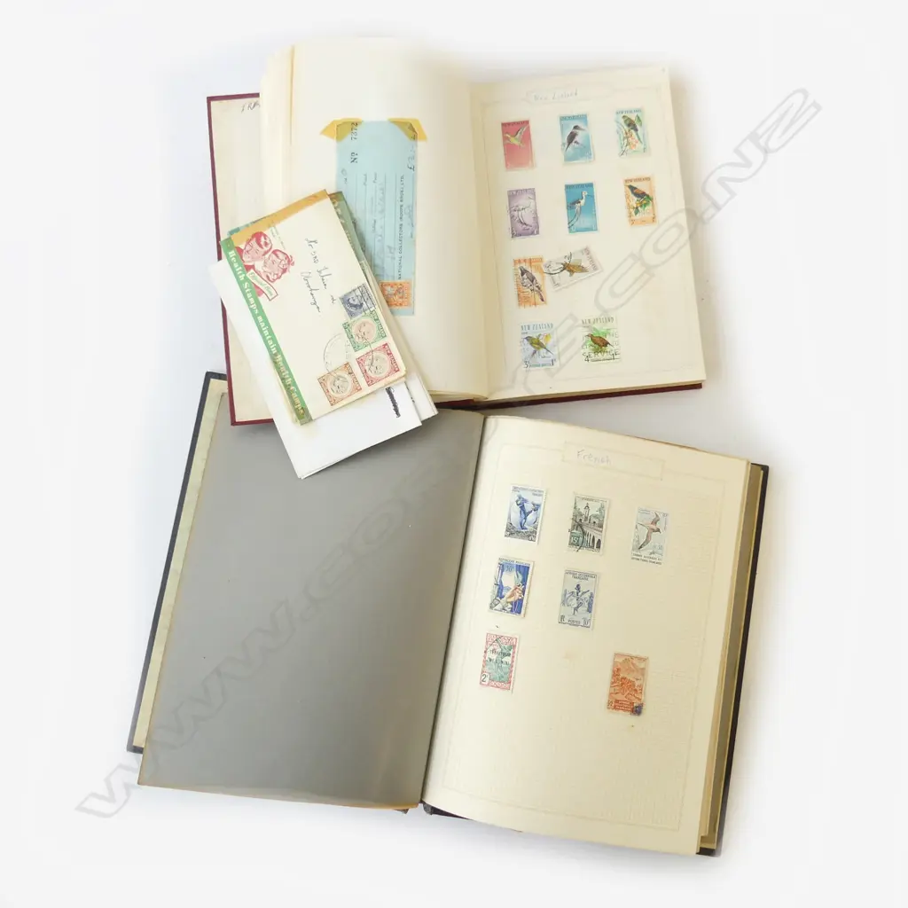 TWO VINTAGE STAMP ALBUMS ONE NZ Image 1++