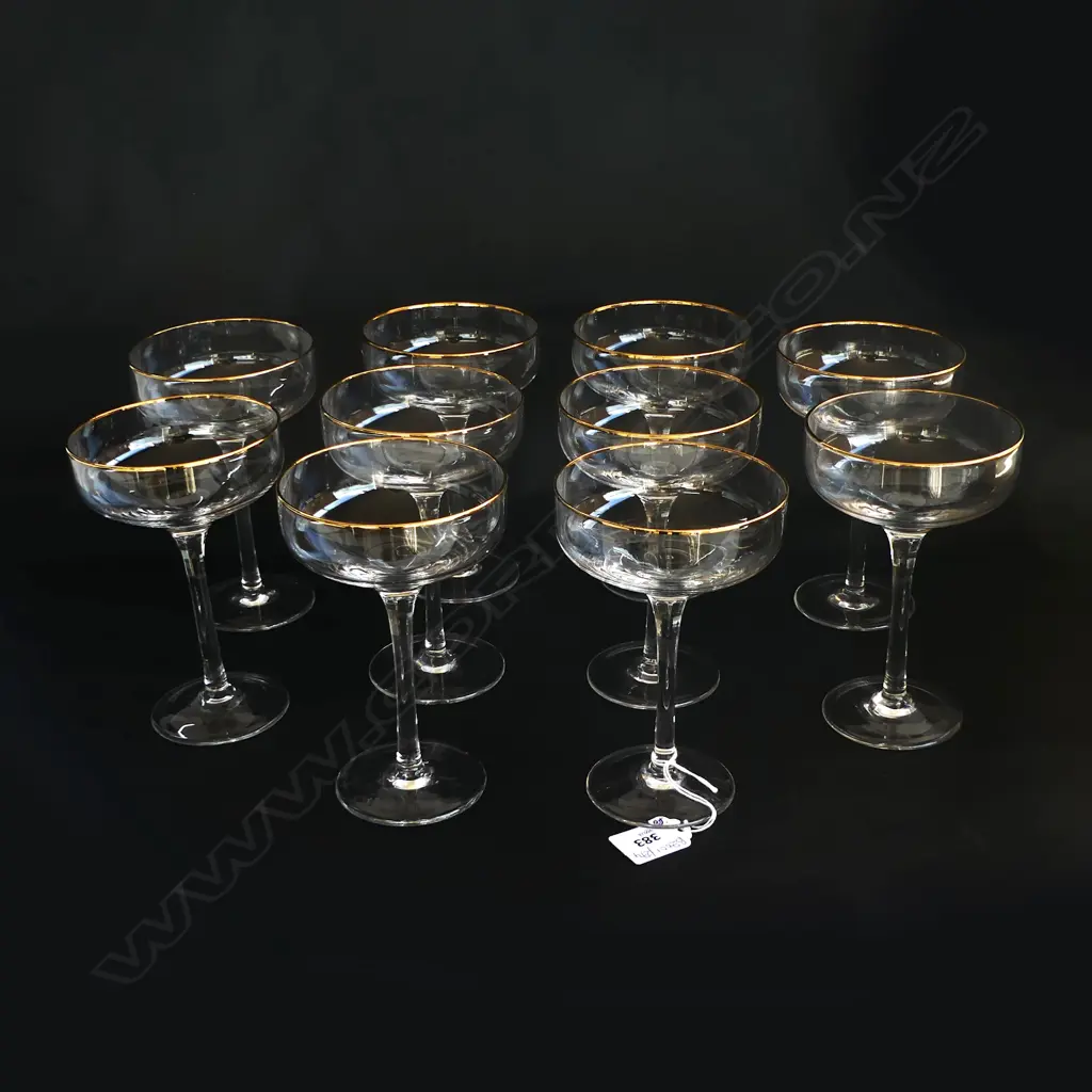 10 GOLD RIMMED CHAMPAGNE GLASSES H.155mm Image 1++