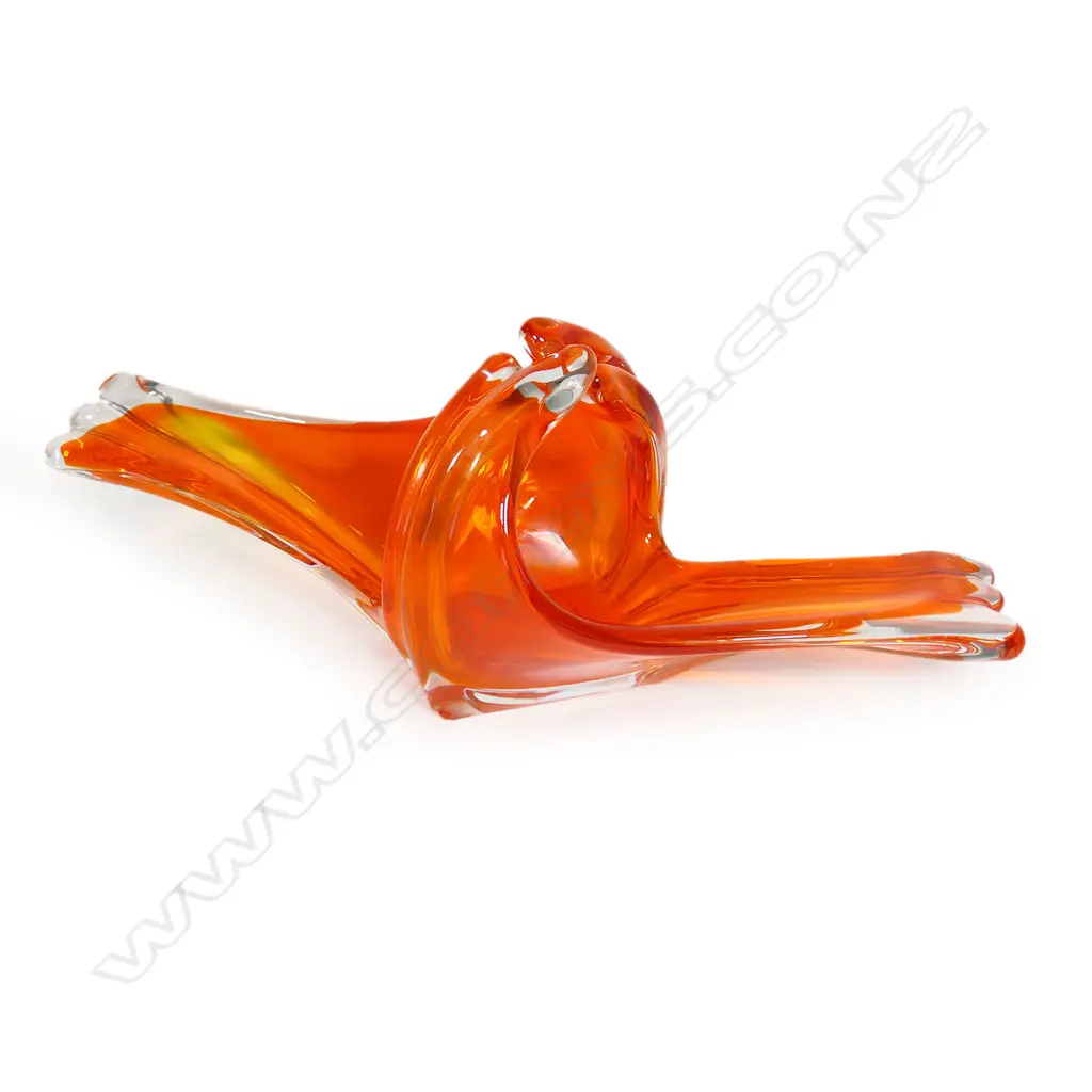 RETRO ORANGE ART GLASS VASE, H.350mm Image 1++
