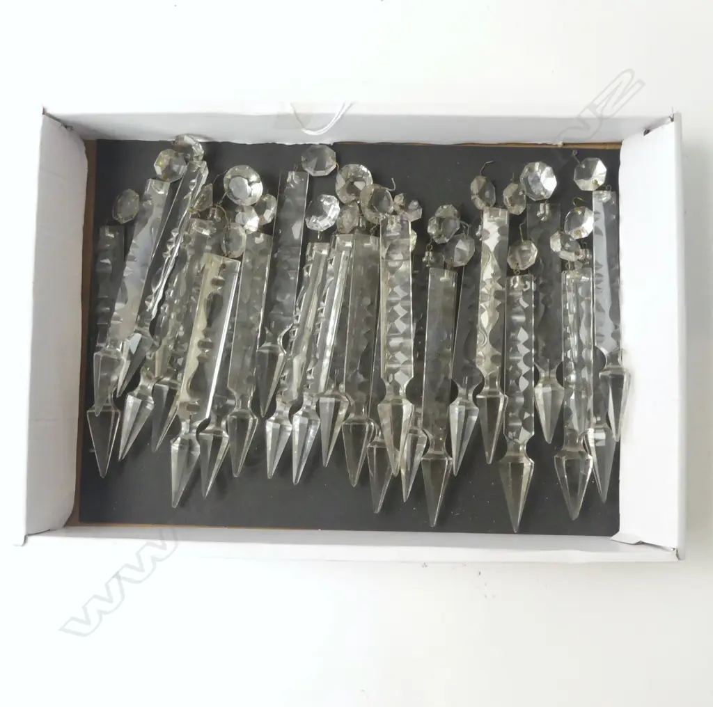 24 ANTIQUE CUT CRYSTAL LUSTRES ALL MATCHING, L.155MM Image 1++