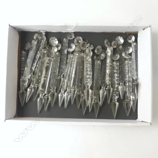 24 ANTIQUE CUT CRYSTAL LUSTRES ALL MATCHING, L.155MM