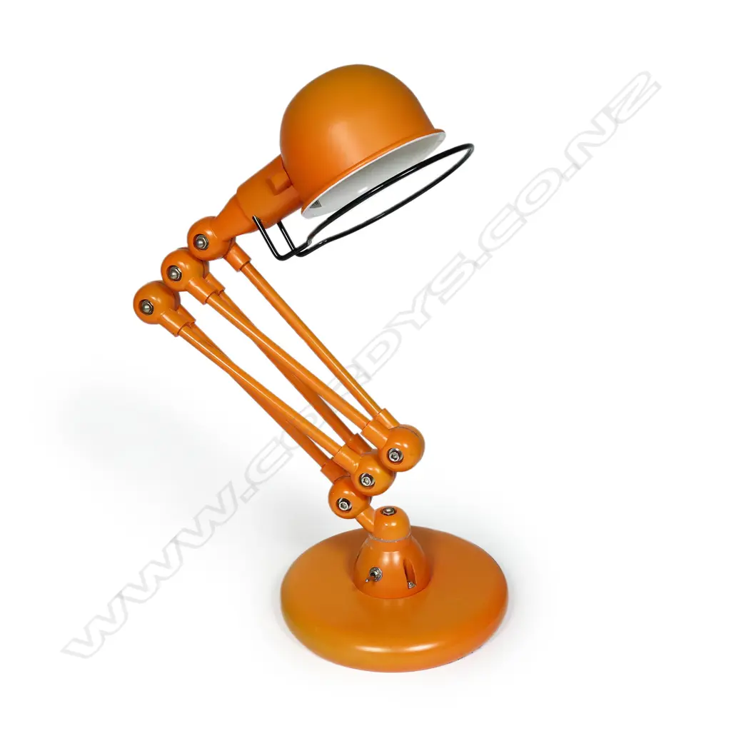JIELDE-STYLE HEAVY ORANGE METAL 5 ARM ADJUSTABLE DESK LAMP - WORKING Image 1++