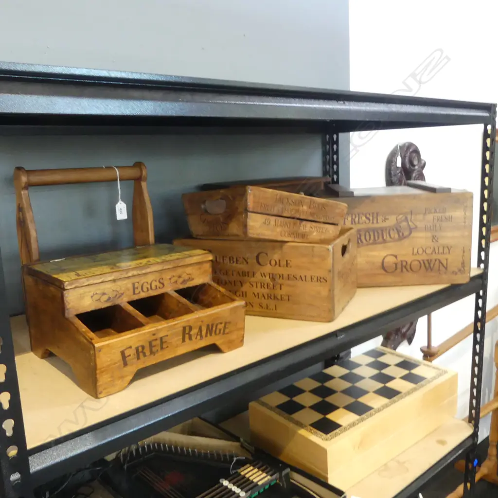 6 WOODEN STENCILLED KITCHEN CONTAINERS Image 1++