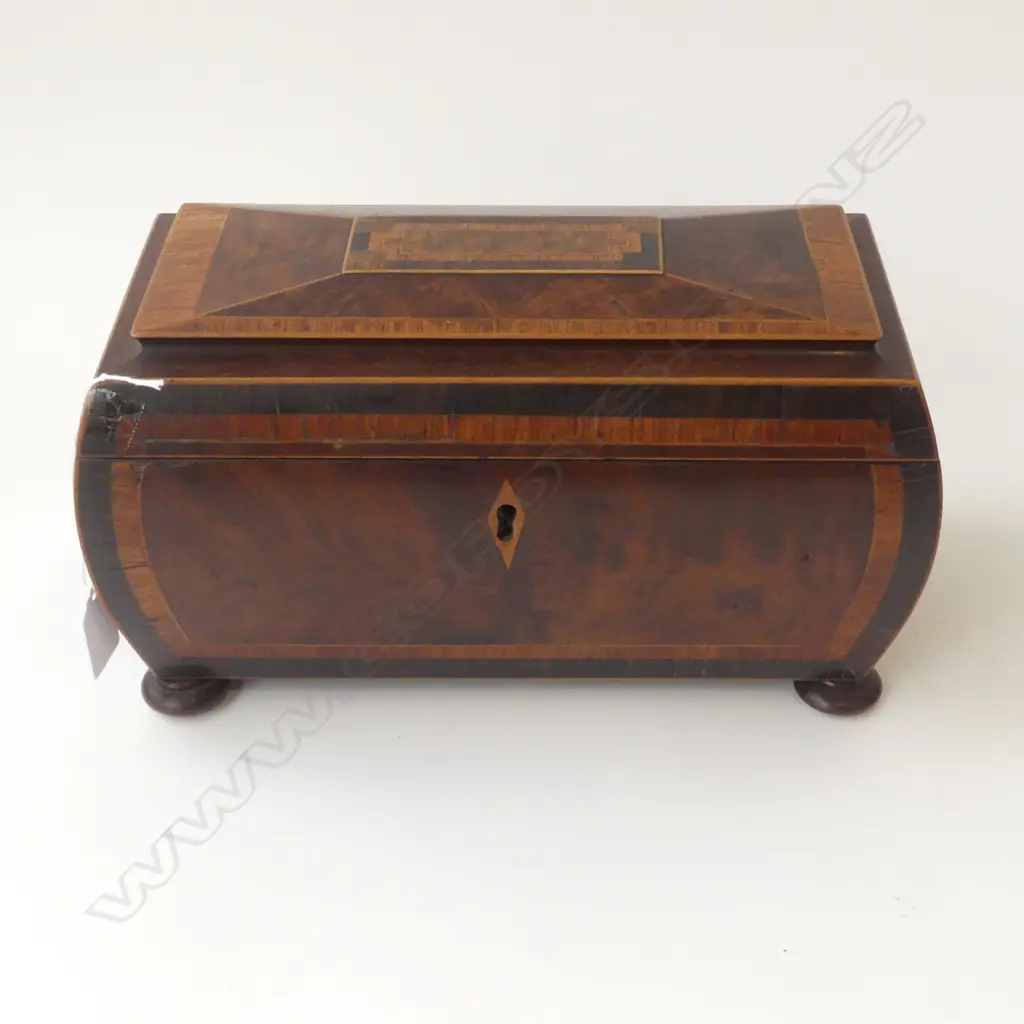 ANTIQUE MAHOGANY TEA CADDY W.300mm Image 1++