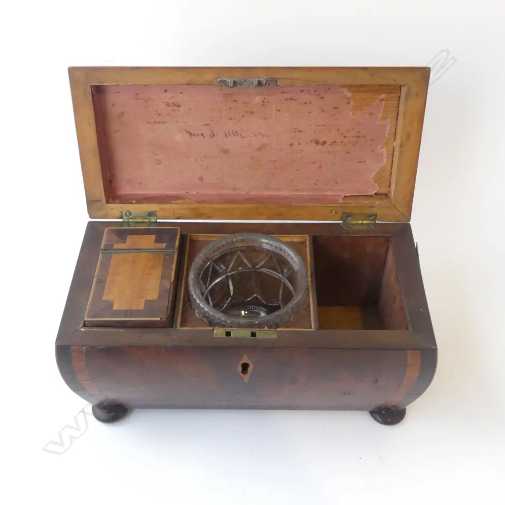 ANTIQUE MAHOGANY TEA CADDY W.300mm Image 1++