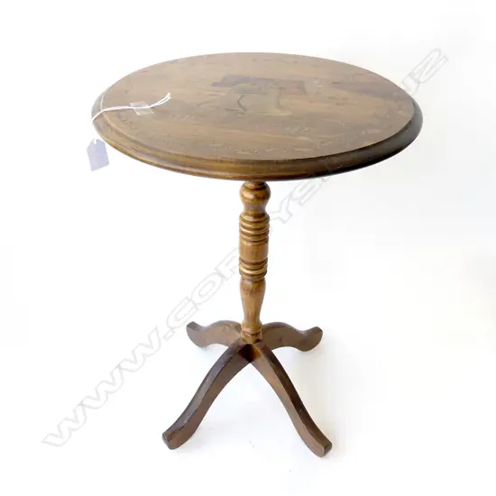 TILT TOP SIDE TABLE w. LIBERTY BELL STENCIL H.560mm