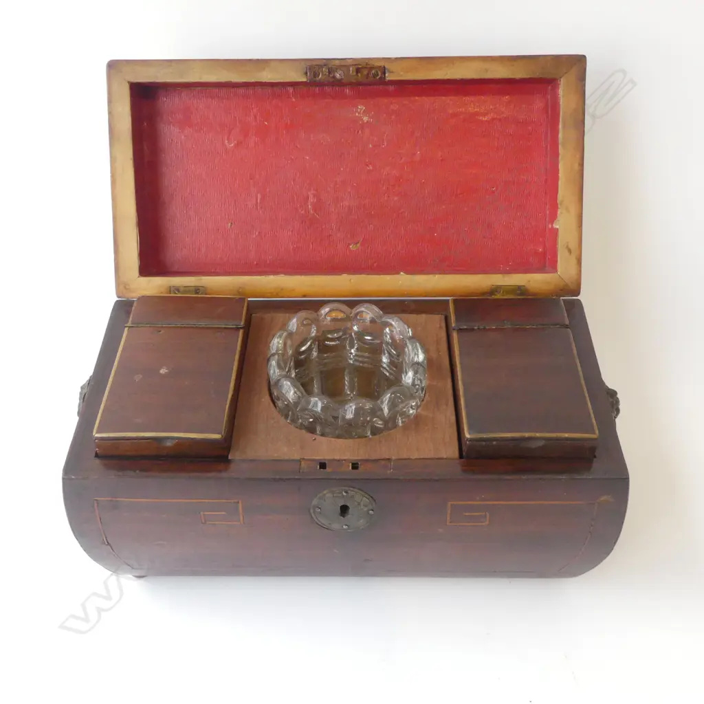 ANTIQUE MAHOGANY TEA CADDY W.330mm Image 1++