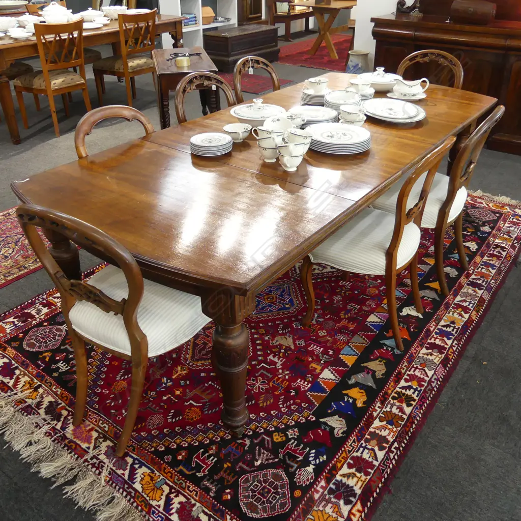 VICTORIAN DINING TABLE & CRANK w. 3 340mm LEAVES 2370x1060x730mm Image 1++