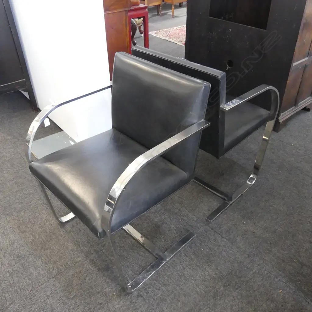 PR MODERN LEATHER CHAIRS, CHROME FRAME 1 seat with repair Image 1++