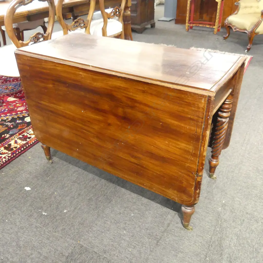 MAHOGANY 19TH C DROPSIDE TABLE SOME AGE MARKS Image 1++