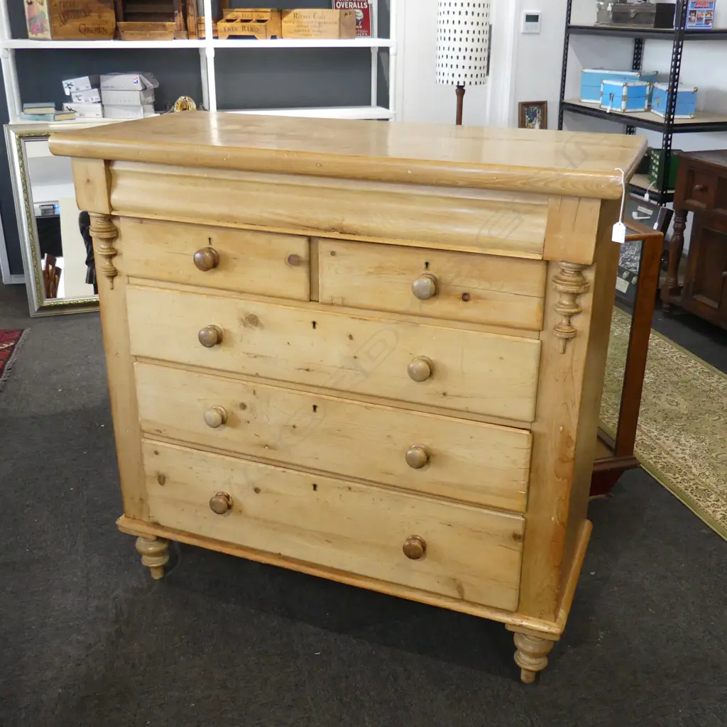 VICTORIAN PINE 6 DRAWER CHEST 1240x550x1250mm Image 1++