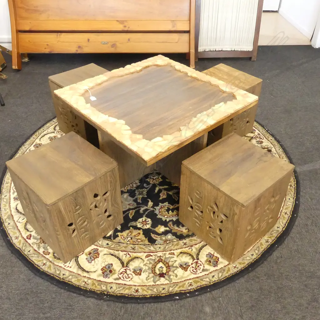 MID CENTURY STH AFRICAN TABLE & CHAIRS 735XH490MM Image 1++