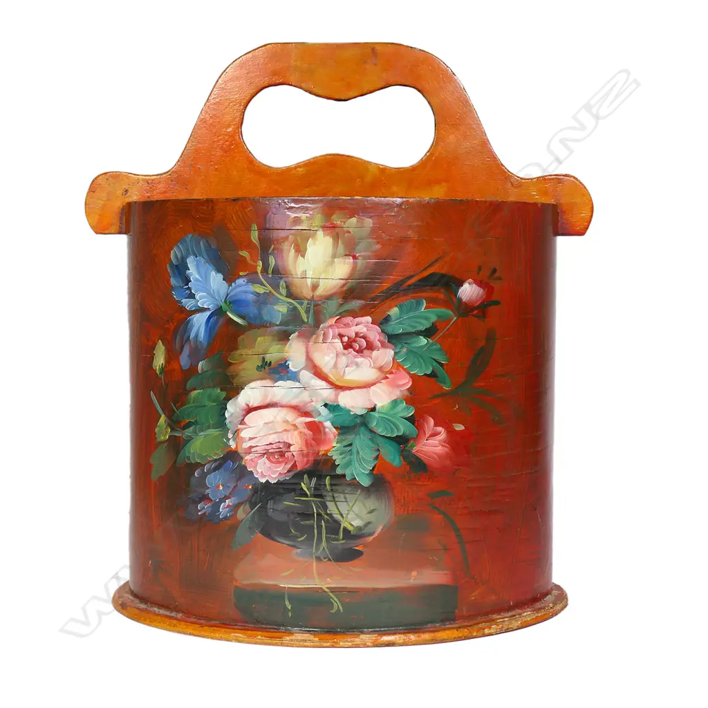 WASTEPAPER BIN painted w. floral bouquet H.440mm Image 1++