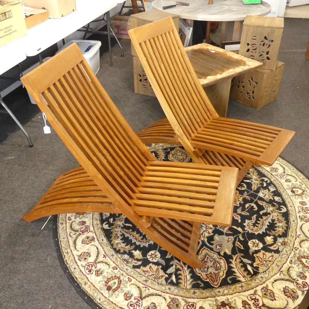PR TEAK FOLDING CHAIRS Image 1++