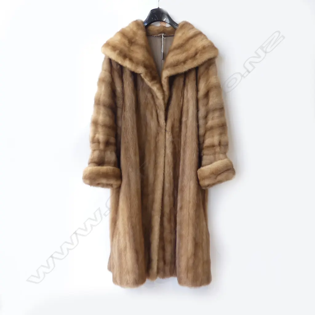 FULL LENGTH MINK COAT - CARAMEL TONE - SHAWL COLLAR CUFFED SLEEVES Image 1++
