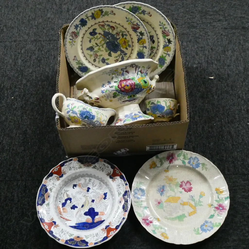 BOX OF ASSORTED MASONS CHINA FAULTS Image 1++