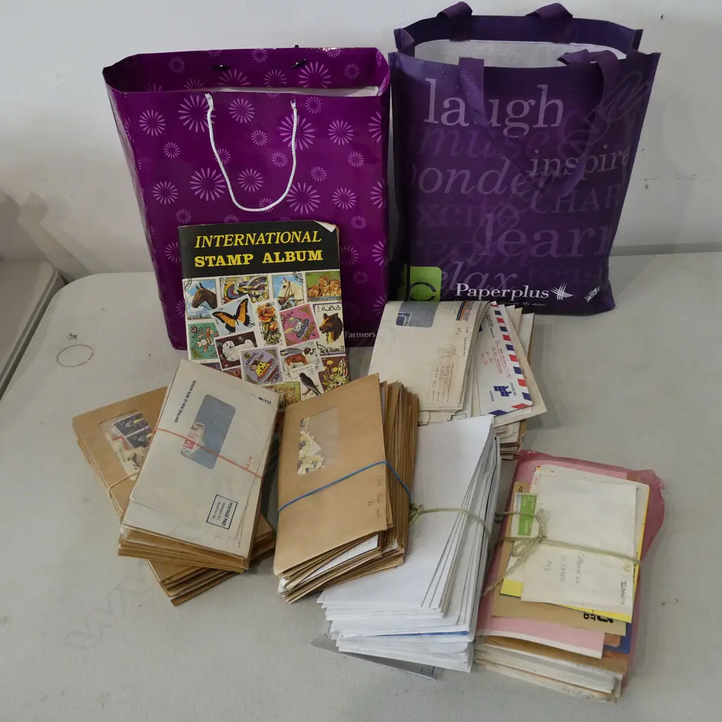 2 BAGS OF STAMPS ON COVERS/ENVELOPES ETC Image 1++