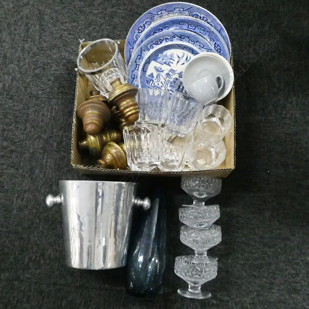 DRINKING GLASSES, CHAMPAGNE BUCKET, METAL CURTAIN POLE ENDS ETC Image 1++