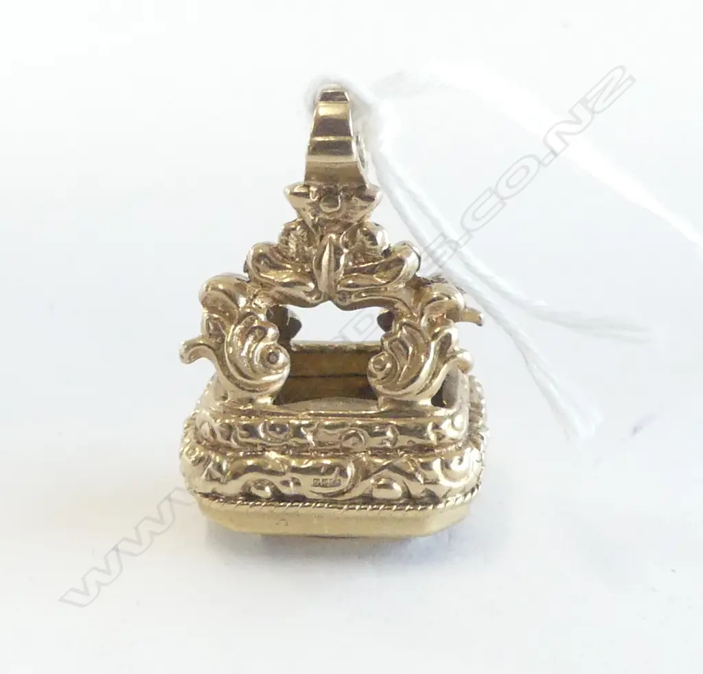 FANCY 9ct YELLOW GOLD & CITRINE FOB SEAL 12.7gms Image 1++