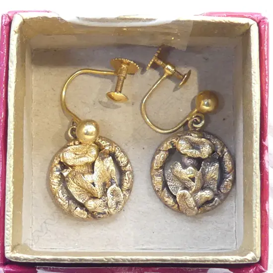PR 9ct VINTAGE SCREW BACK EARRINGS