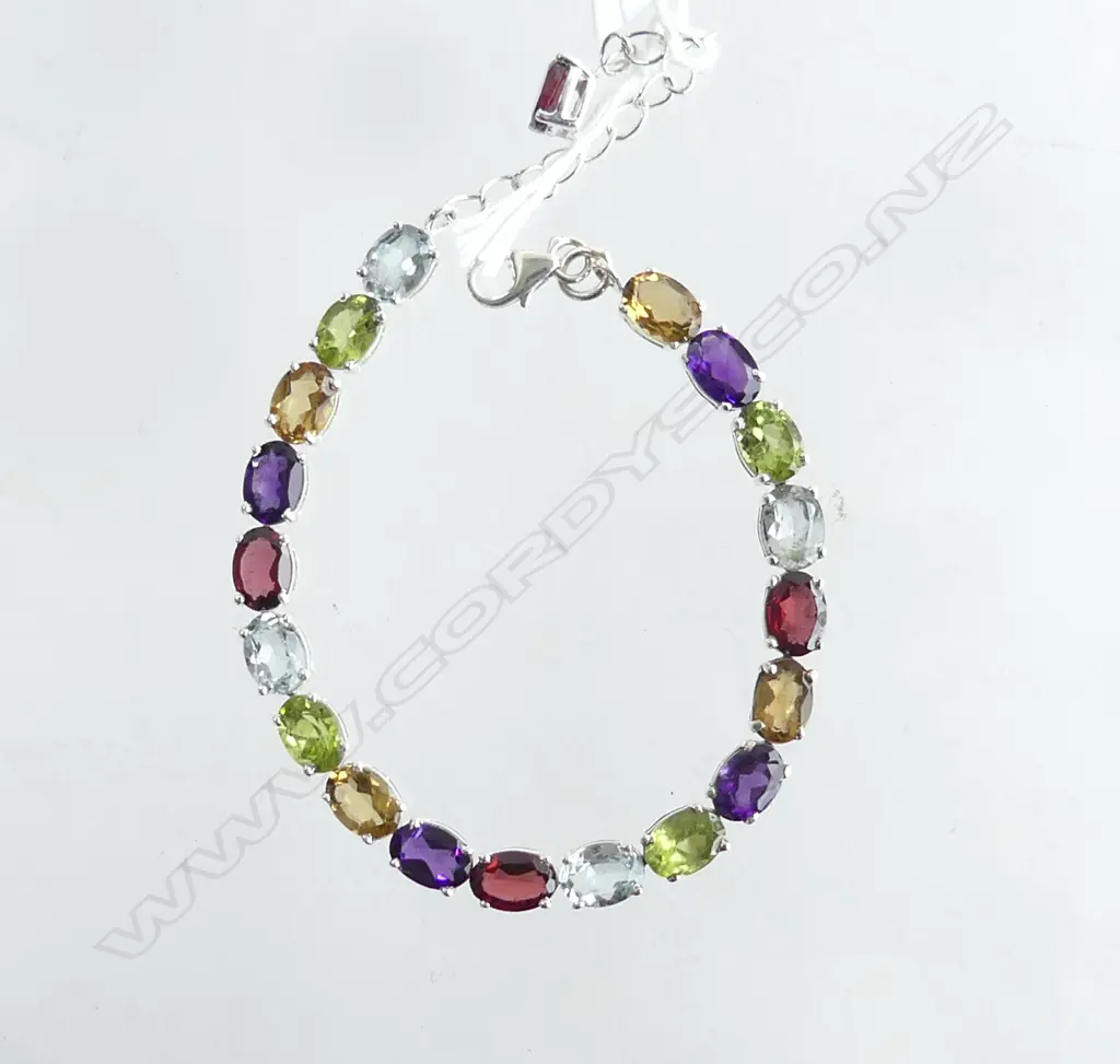 SILVER SET SEMI PRECIOUS GEMSTONE BRACELET Image 1++