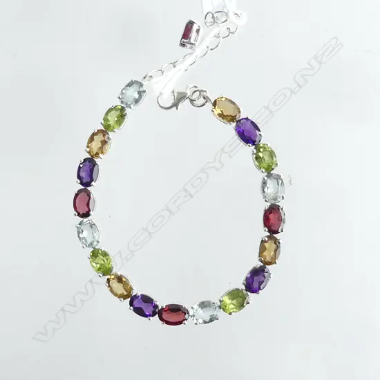 SILVER SET SEMI PRECIOUS GEMSTONE BRACELET