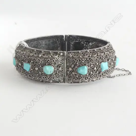 SILVER & TURQUOISE BANGLE 52grms