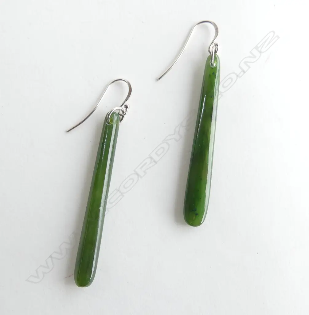 PR SILVER SET POUNAMU DROP EARRINGS Image 1++