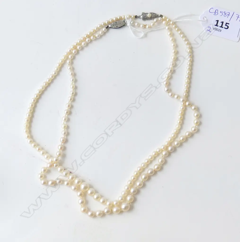 2 GRADUATED STRANDS OF QUALITY CULTURED PEARLS  Image 1++