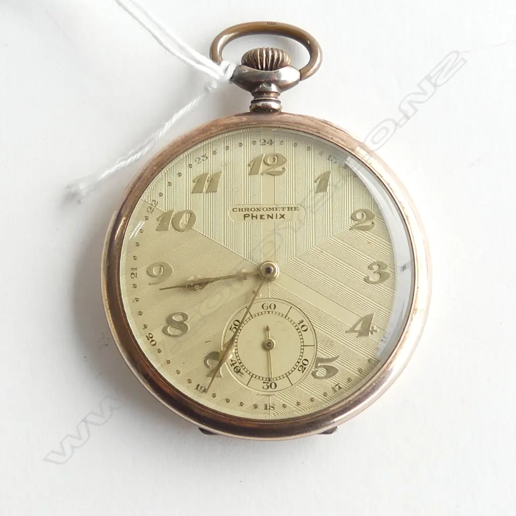 .800 SILVER GILT GENT'S OPEN FACE POCKET WATCH the dial marked 'CHRONOMETRE PHENIX' Image 1++