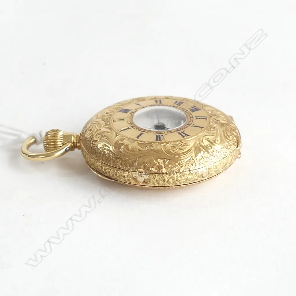 c1900 18ct GOLD OMEGA  POCKET WATCH  mid-size running 33gms in BOX Note: has wristwatch mountings removed from sides Image 1++