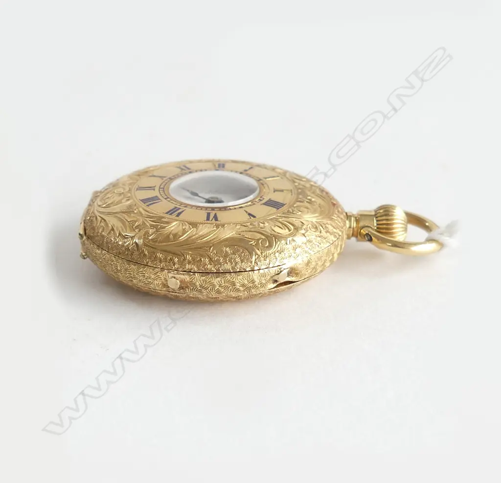 c1900 18ct GOLD OMEGA  POCKET WATCH  mid-size running 33gms in BOX Note: has wristwatch mountings removed from sides Image 1++