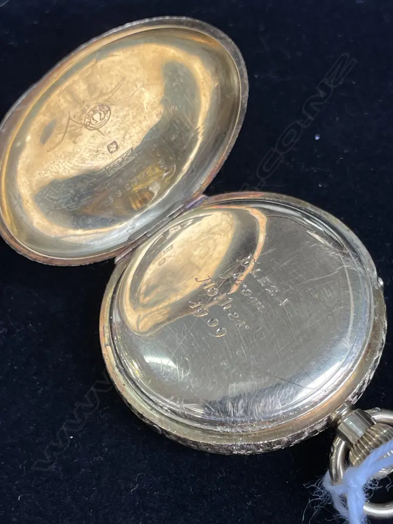 c1900 18ct GOLD OMEGA  POCKET WATCH  mid-size running 33gms in BOX Note: has wristwatch mountings removed from sides Image 1++