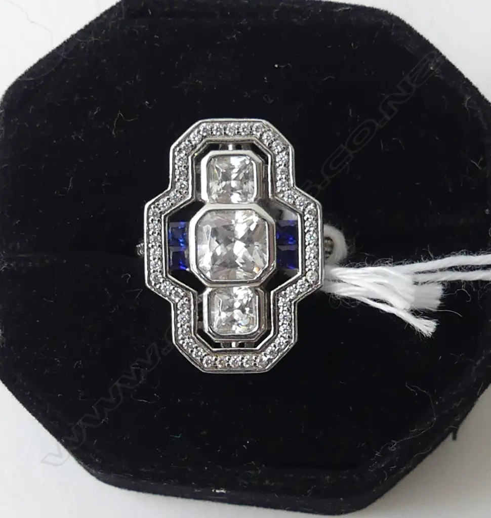 SILVER DECO-STYLE RING SIZE N Image 1++