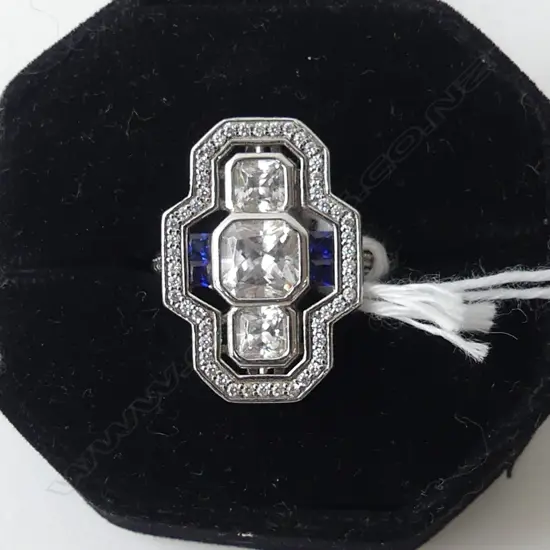 SILVER DECO-STYLE RING SIZE N