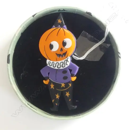 ERSTWILDER LIMITED EDITION 'ALL HALLOWS EVE' BROOCH -Pumpkin Clown  (boxed)