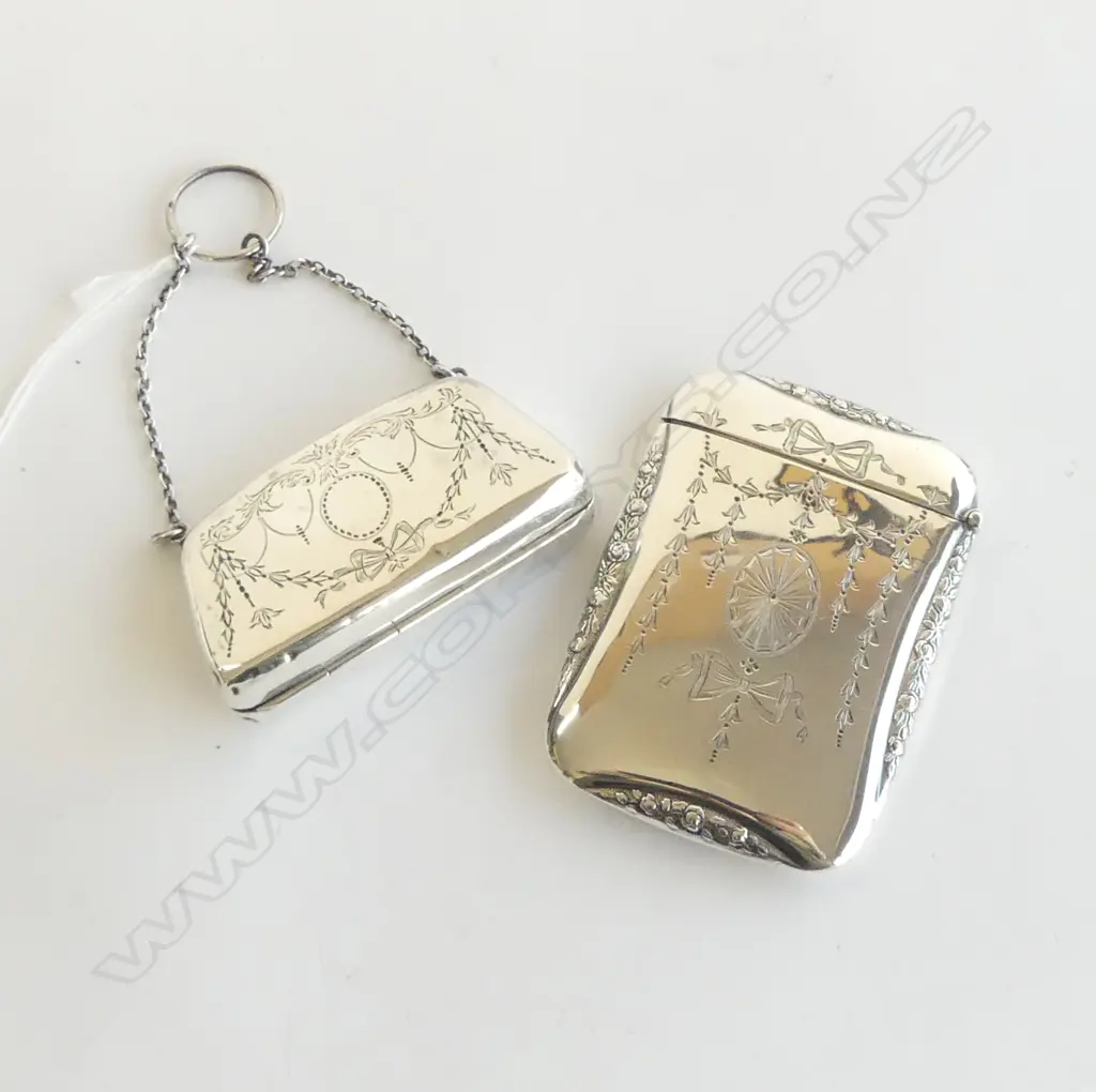 STG SILVER PURSE B'HAM 1919 & CARD HOLDER B'HAM 1913 119gms Image 1++