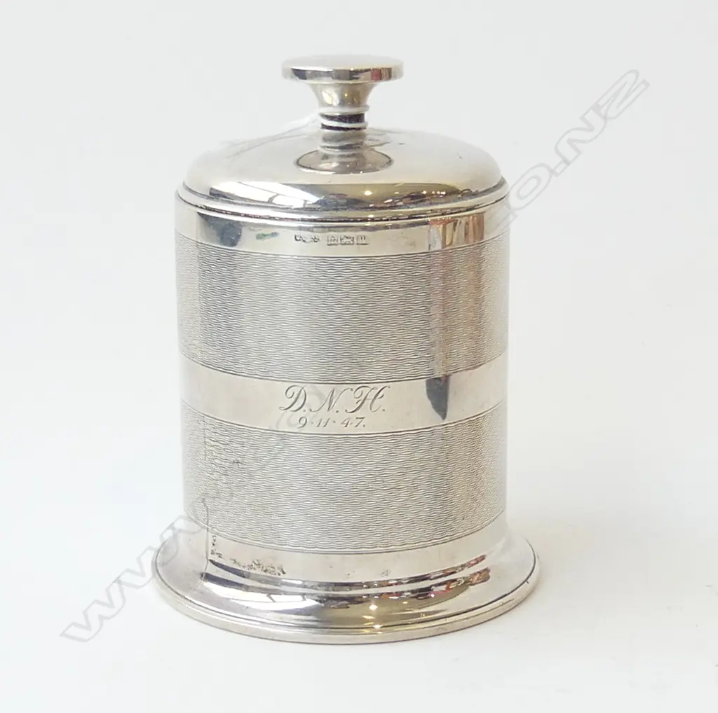 STG SILVER CIGARETTE CANISTER, B'HAM 1946 H.120mm Image 1++