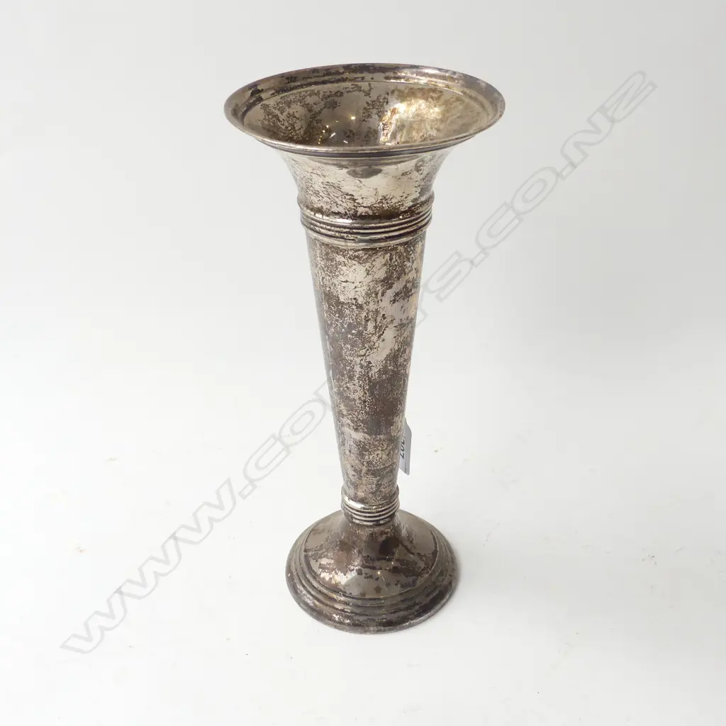 STG SILVER VASE, LONDON 1918 H.245mm, WEIGHTED Image 1++