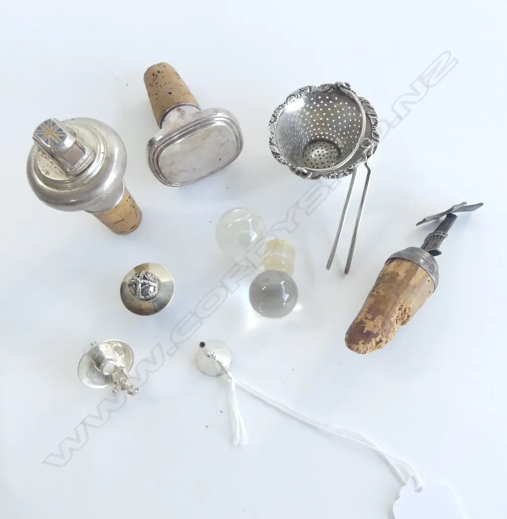 6 STG SILVER PCES; 3 CORK BOTTLE TOPPERS ETC Image 1++