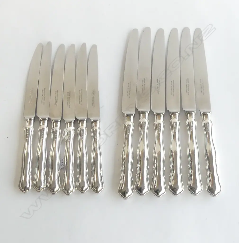 12 STG SILVER HANDLED KNIVES, HARDY BROS, SHEFFIELD 1979 (6x 255mm, 6x 220mm) Image 1++